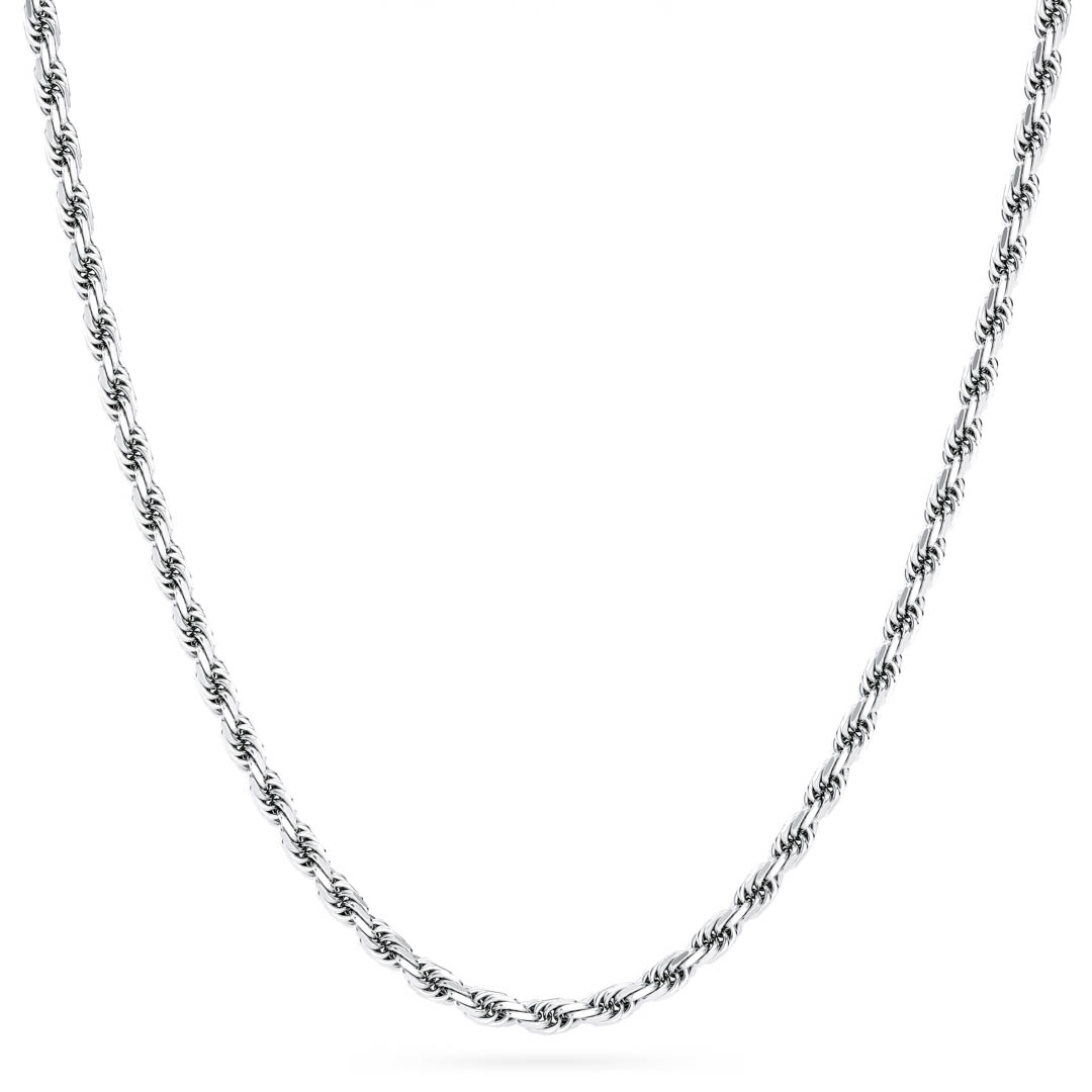 3mm Solid Silver Rope Chain with Diamond Cuts