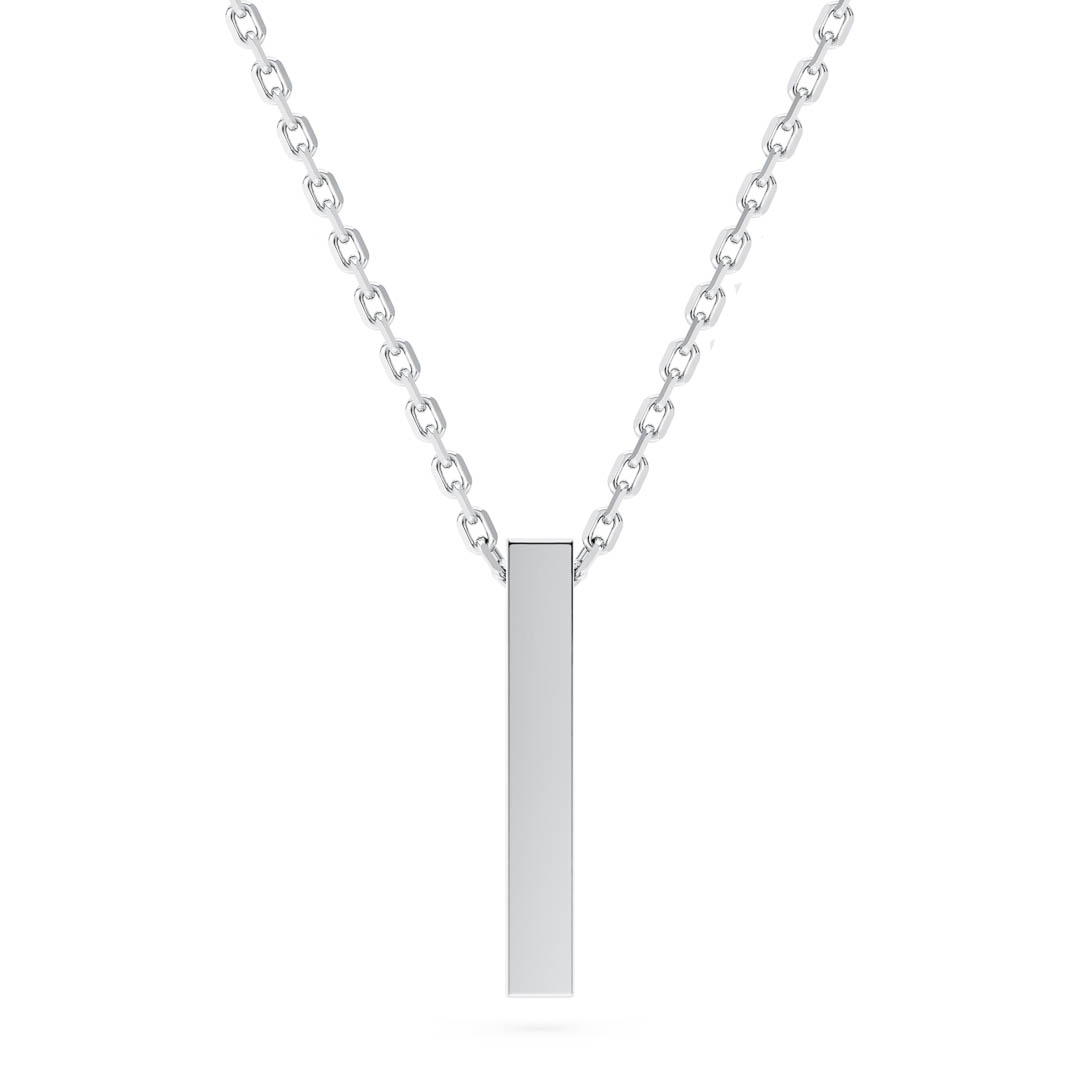 Sterling silver vertical bar pendant with cable chain