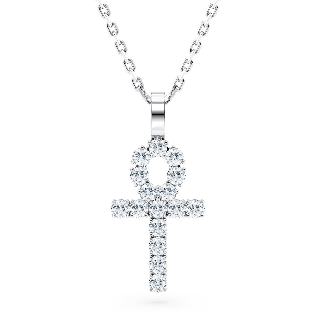 Diamond Ankh Necklace with Cable Chain