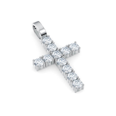 Silver Diamond Cross Pendant