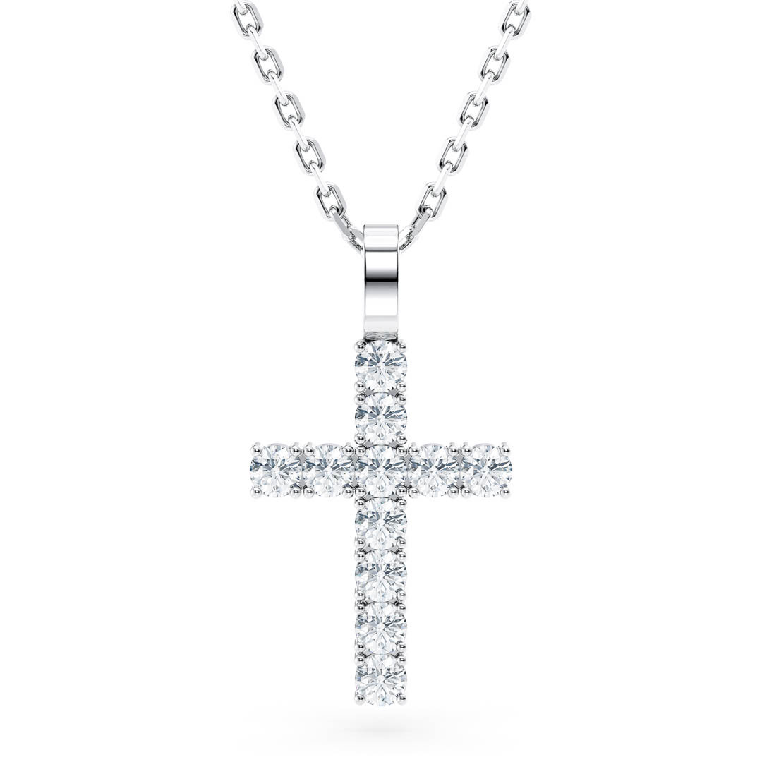 Diamond Cross Necklace with Cable Chain