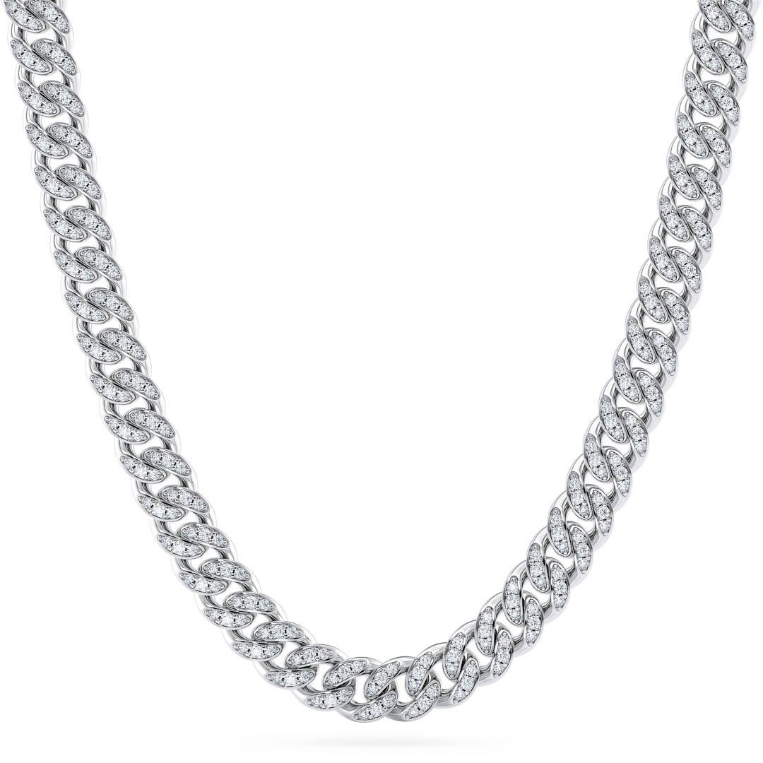 Diamond Cuban Link Chain 8mm Sterling Silver