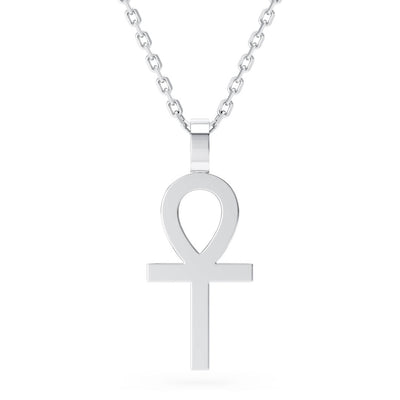 Silver Ankh Necklace with Cable Chain