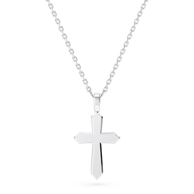 Micro Bevel Cross Necklace Silver